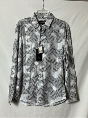 Platini Men's Black & White Western Button-Down Shirt